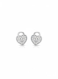 Tiny Lock Heart CZ Earring - Chandeliers Boutique ny