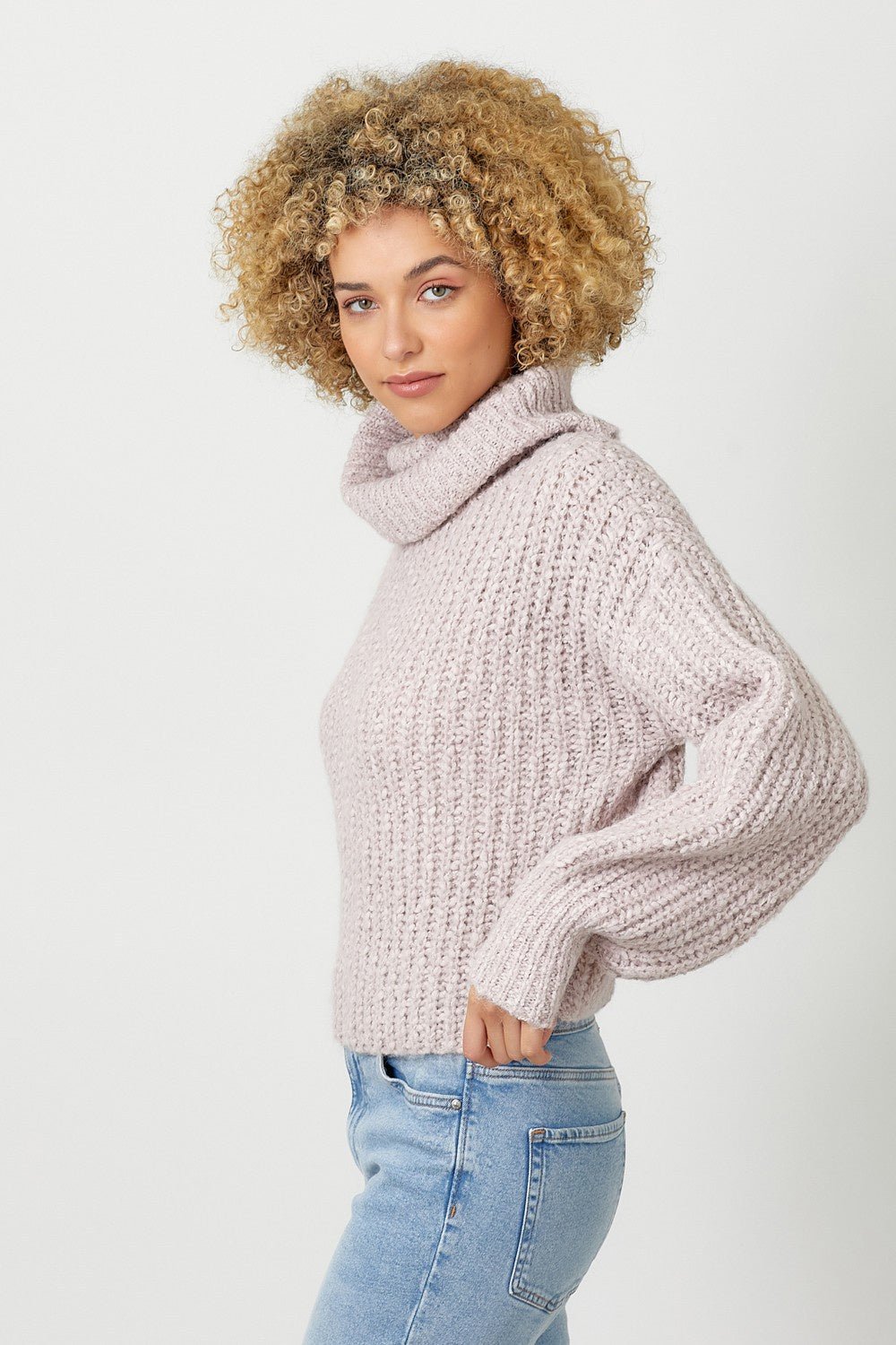 Turtle Neck Cropped Sweater - Chandeliers Boutique ny