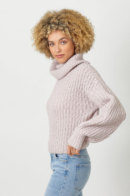 Turtle Neck Cropped Sweater - Chandeliers Boutique ny