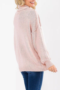Turtle Neck Knit Pullover Colorblock Sweater - Chandeliers Boutique ny
