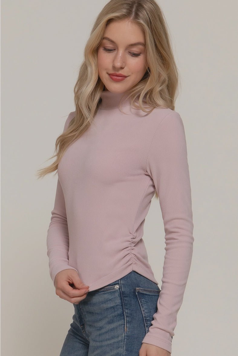 Turtle Neck Side Detail Brushed Rib - Chandeliers Boutique ny