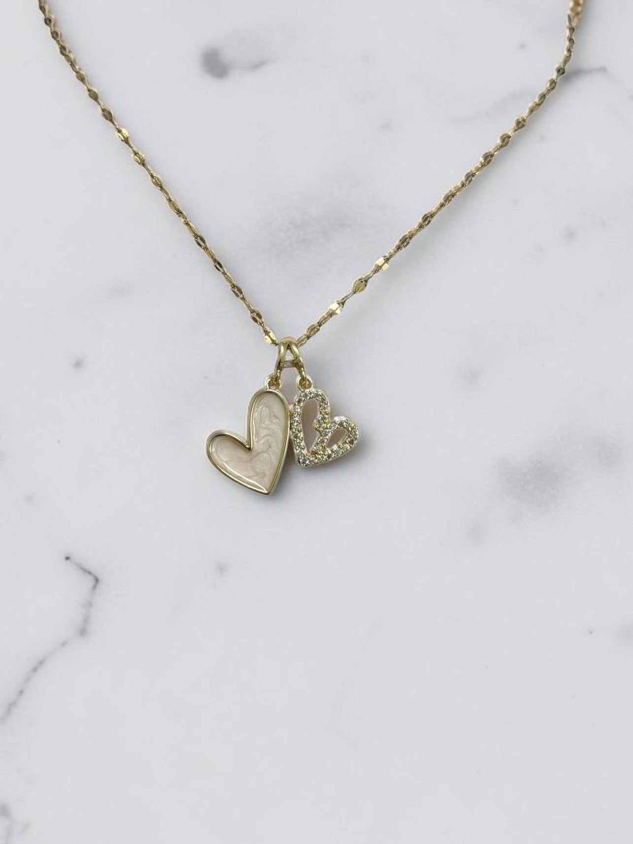 Two Hearts Necklace - Chandeliers Boutique ny