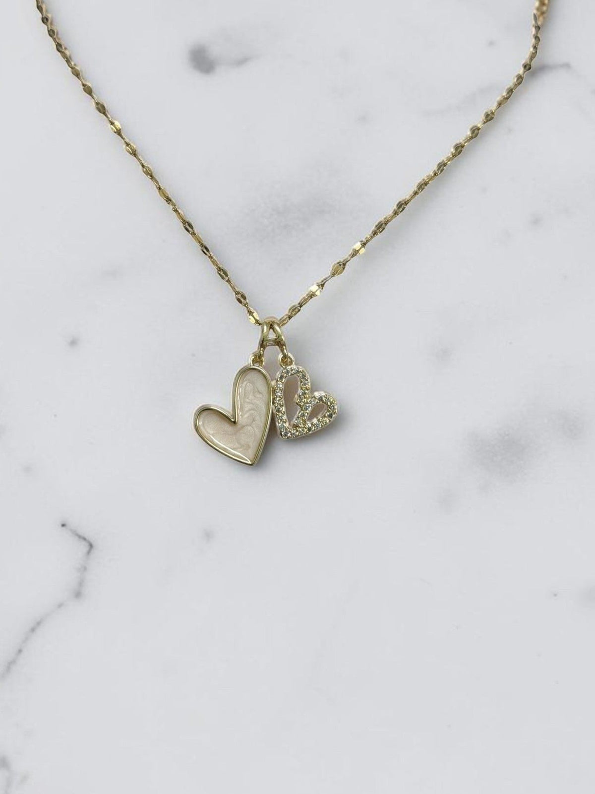 Two Hearts Necklace - Chandeliers Boutique ny