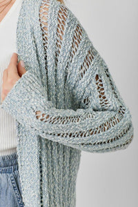 Two Tone Open Cardigan - Chandeliers Boutique ny