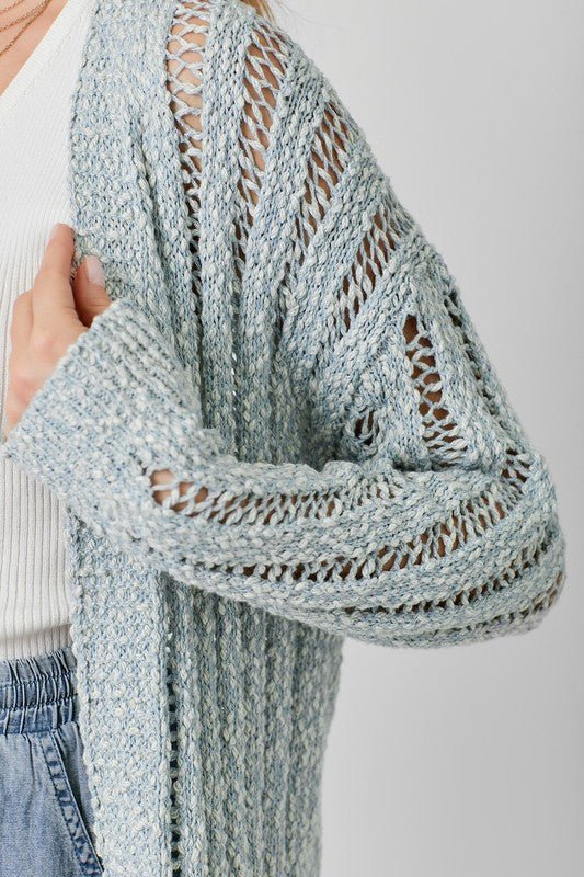 Two Tone Open Cardigan - Chandeliers Boutique ny