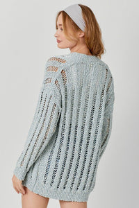 Two Tone Open Cardigan - Chandeliers Boutique ny