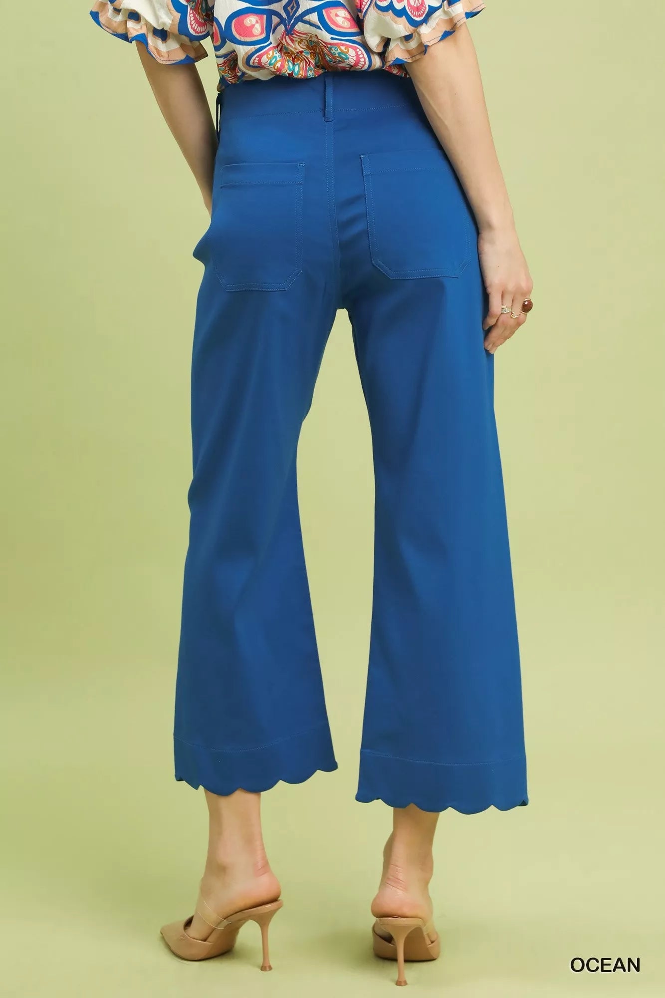 Umgee Scallop Hem Wide Leg Pants - Chandeliers Boutique ny