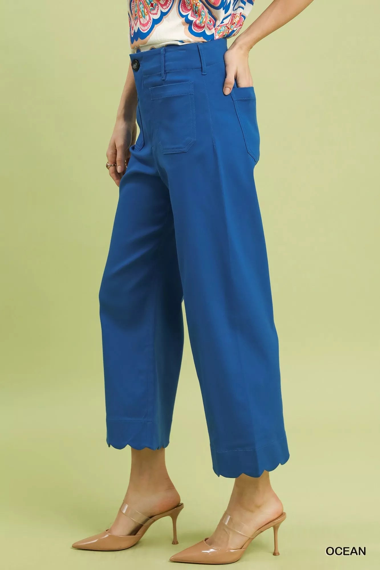 Umgee Scallop Hem Wide Leg Pants - Chandeliers Boutique ny