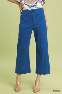 Umgee Scallop Hem Wide Leg Pants - Chandeliers Boutique ny