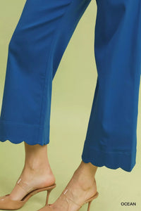 Umgee Scallop Hem Wide Leg Pants - Chandeliers Boutique ny