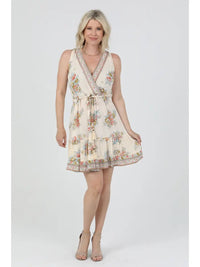 V Neck Elastic Waist Wrap Dress - Chandeliers Boutique ny