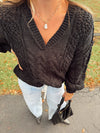 V - Neck Semi Cropped Top in Chenille Sweater - Chandeliers Boutique ny