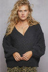 V - Neck Semi Cropped Top in Chenille Sweater - Chandeliers Boutique ny