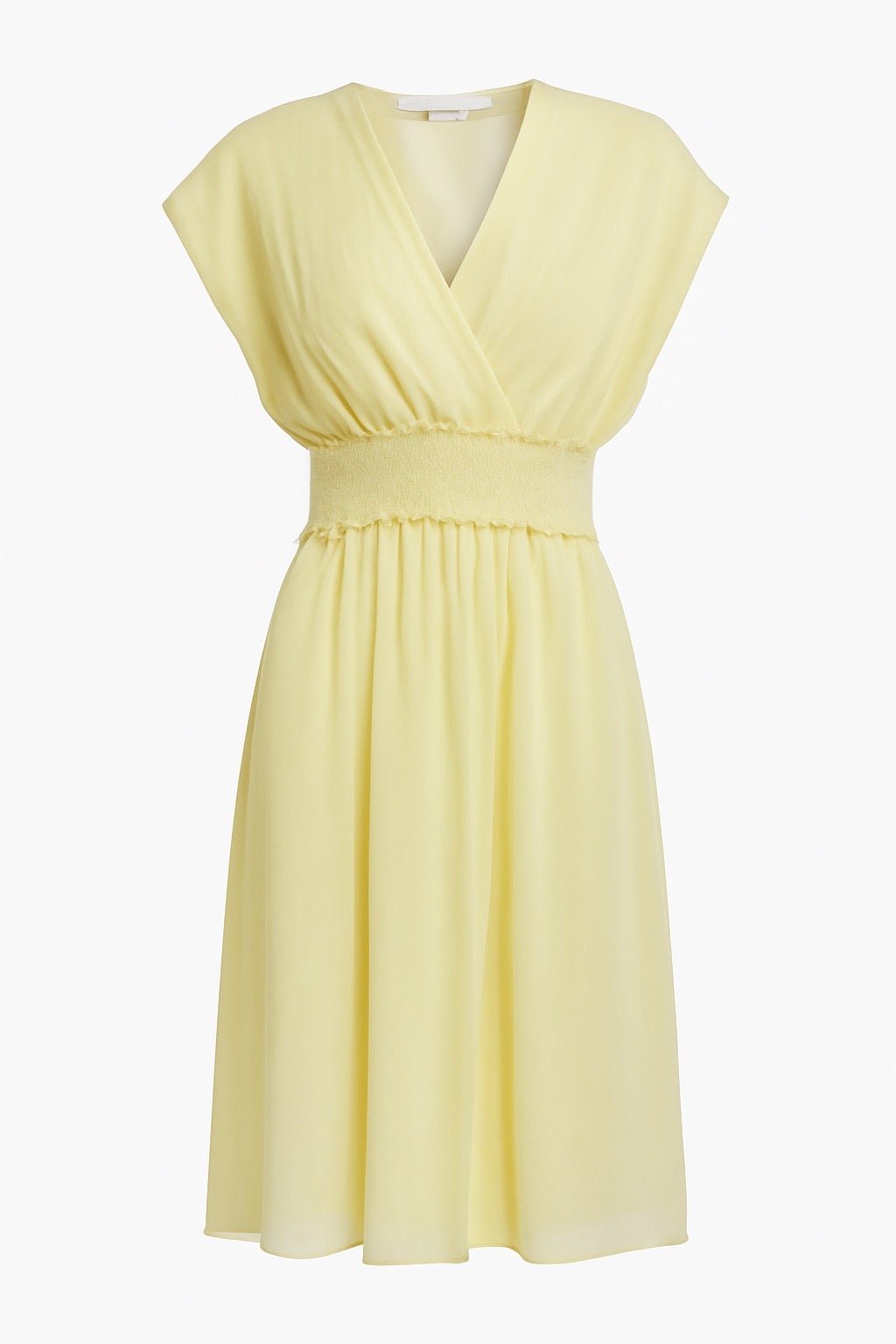 V Neck Smocked Waist Midi - Chandeliers Boutique ny