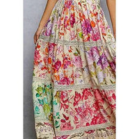 V - Neck Smocked Waist Ruffle Floral Maxi Dress - Chandeliers Boutique ny