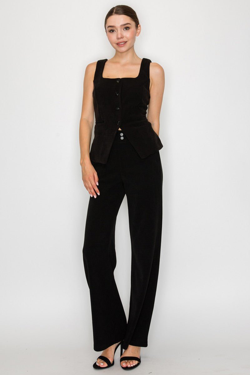 Velvety High - rise Relaxed Pants - Chandeliers Boutique ny