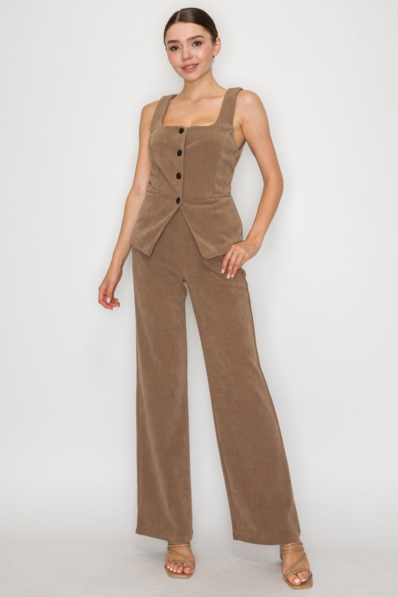 Velvety High - rise Relaxed Pants - Chandeliers Boutique ny