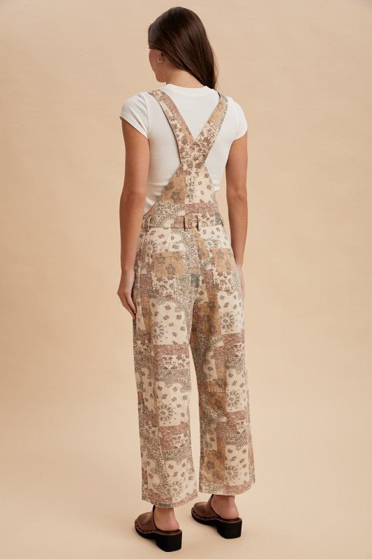 VintagePrint Twill Denim Overall Jumpsuit - Chandeliers Boutique ny