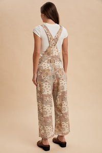 VintagePrint Twill Denim Overall Jumpsuit - Chandeliers Boutique ny