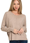 Viscose Front Seam Round Neck Sweater - Chandeliers Boutique ny