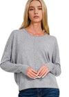 Viscose Front Seam Round Neck Sweater - Chandeliers Boutique ny
