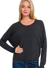 Viscose Front Seam Round Neck Sweater - Chandeliers Boutique ny