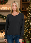 Viscose Front Seam Round Neck Sweater - Chandeliers Boutique ny