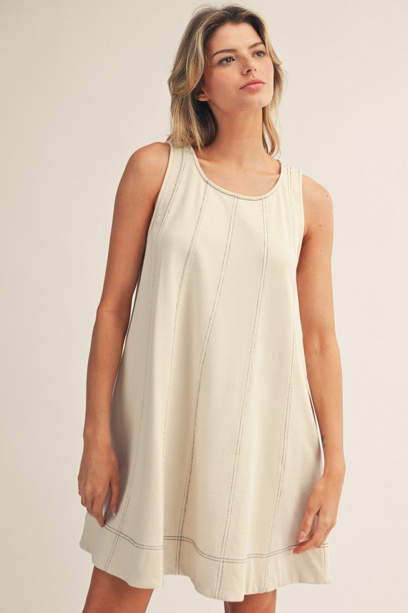 Washed Fabric Casual Swing Dress - Chandeliers Boutique ny