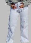 White Wide Leg Denim - Chandeliers Boutique ny
