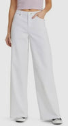 White Wide Leg Denim - Chandeliers Boutique ny