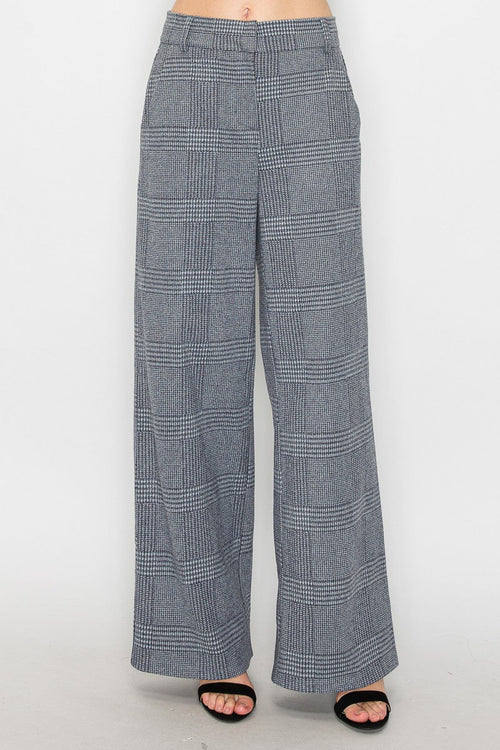 Wide - leg Houndstooth Pants - Chandeliers Boutique ny