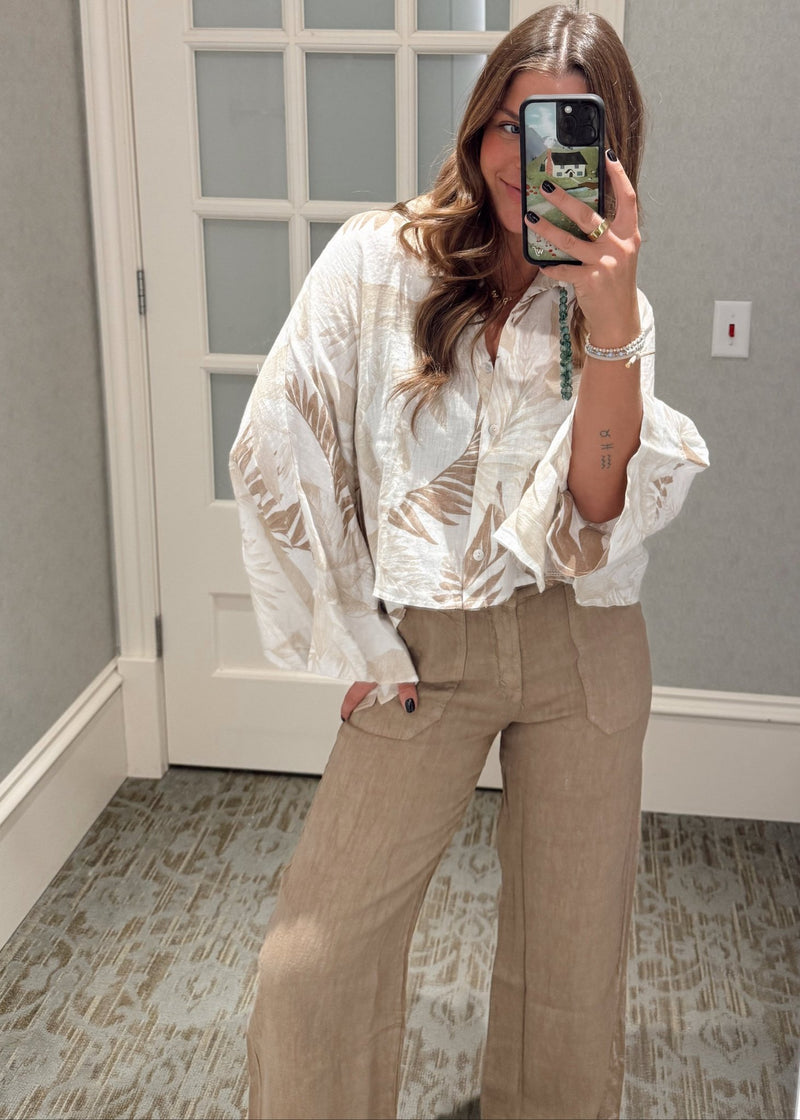 Wide Leg. Linen Pant - Chandeliers Boutique ny