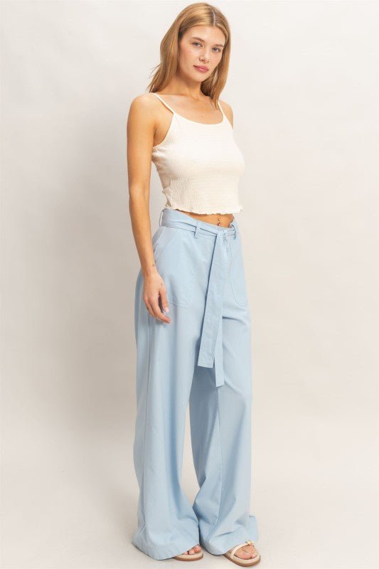 Wide Leg Tie Front Pant - Chandeliers Boutique ny