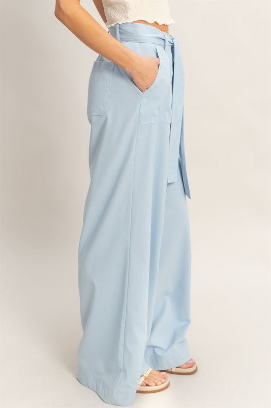Wide Leg Tie Front Pant - Chandeliers Boutique ny