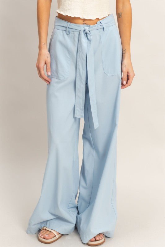 Wide Leg Tie Front Pant - Chandeliers Boutique ny