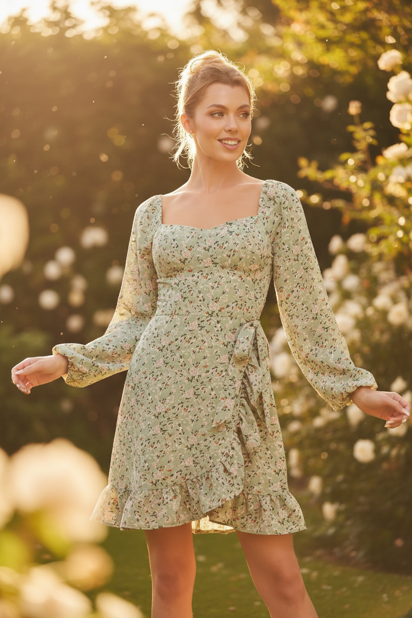 Wildflower Whisper Corset Wrap Dress