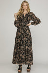 Woven Print Tiered Maxi Dress - Chandeliers Boutique ny