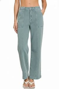 Zenana Straight Leg Utility Pocket Jeans - Chandeliers Boutique ny