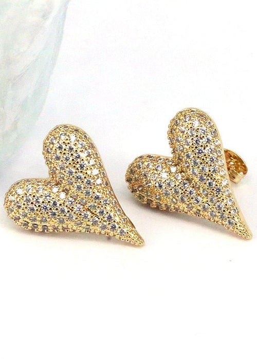 Zircon Pave Heart Earrings - Chandeliers Boutique ny