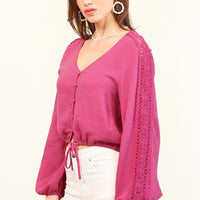 Lace Insert Sleeve Top