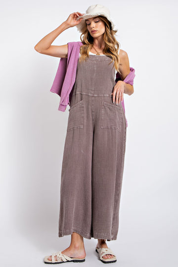 WASHED COTTON JUMPSUIT/OVERALLS