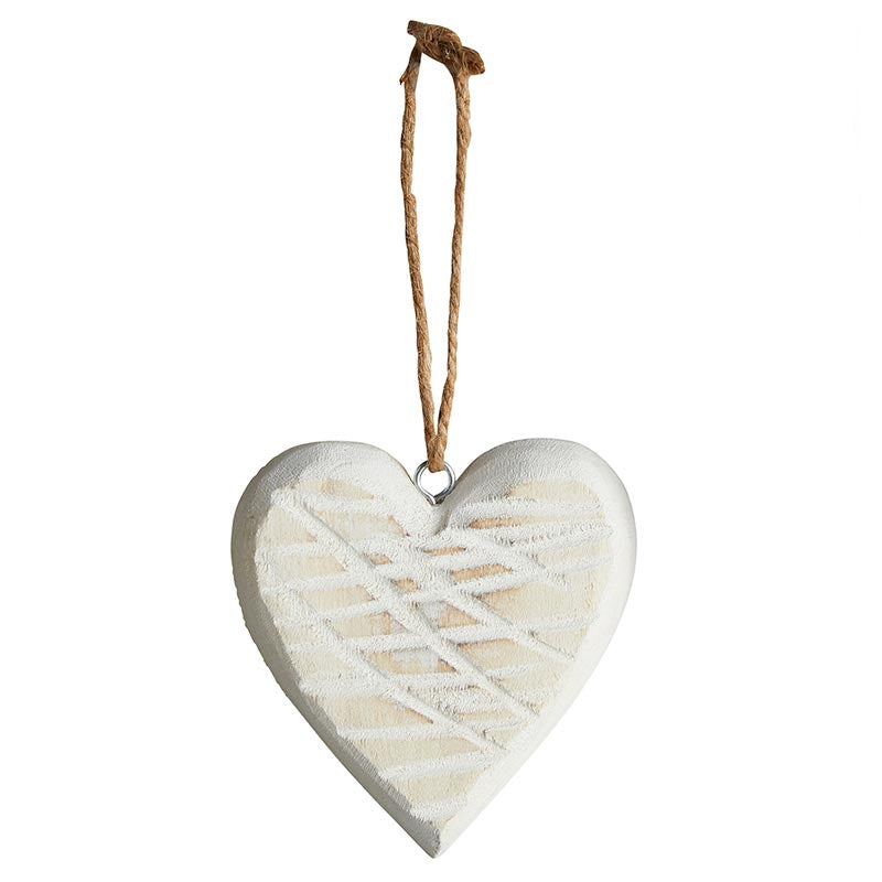 White Wood Heart Hanger