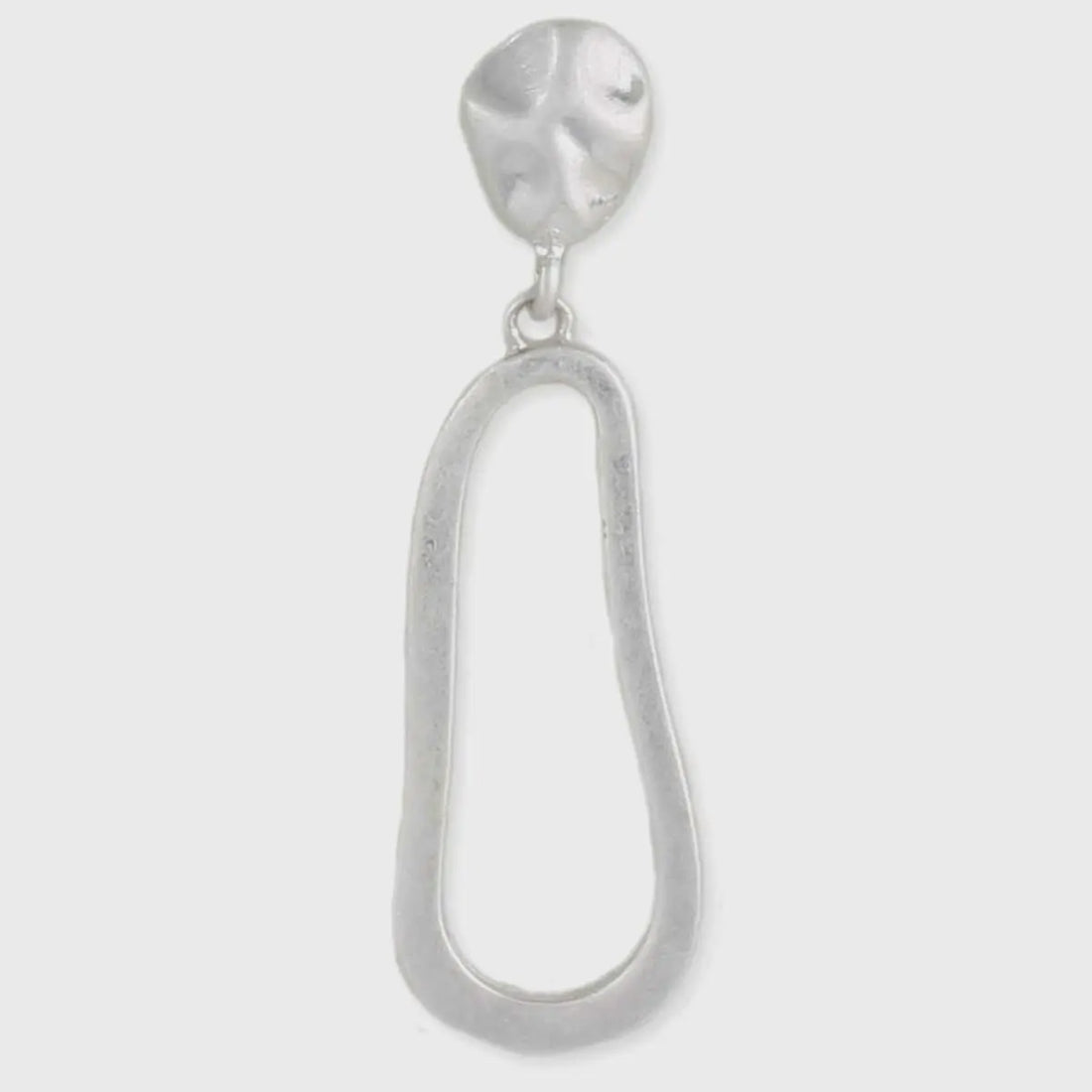 Organic Oval Silver Drop Earrings