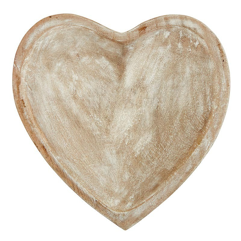 White Wooden Heart Bowl