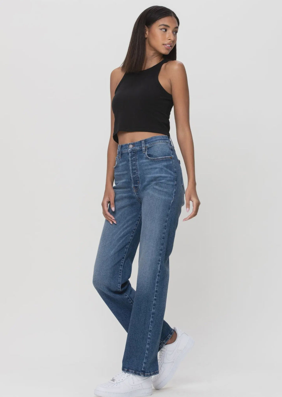 High Rise Button Front Jean