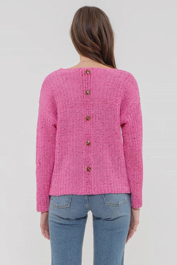 Back Buttoned Knit Pullover
