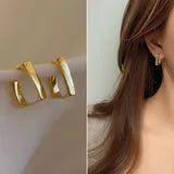 Gold Geometric Earrings-925