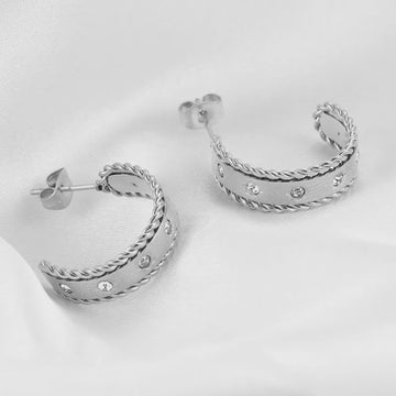 Round Titanium Rhinestones Earrings