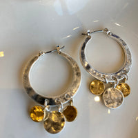 Silver Hoop with gold and silver drops