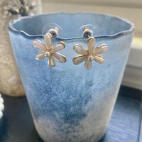 Glass Cream Flower Earring